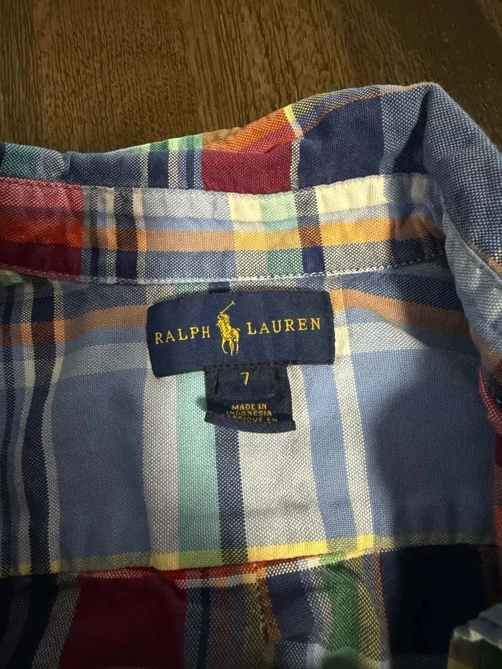 Ralph Lauren Boys Multicolor Plaid Long Sleeve Button-Down Shirt Size 7